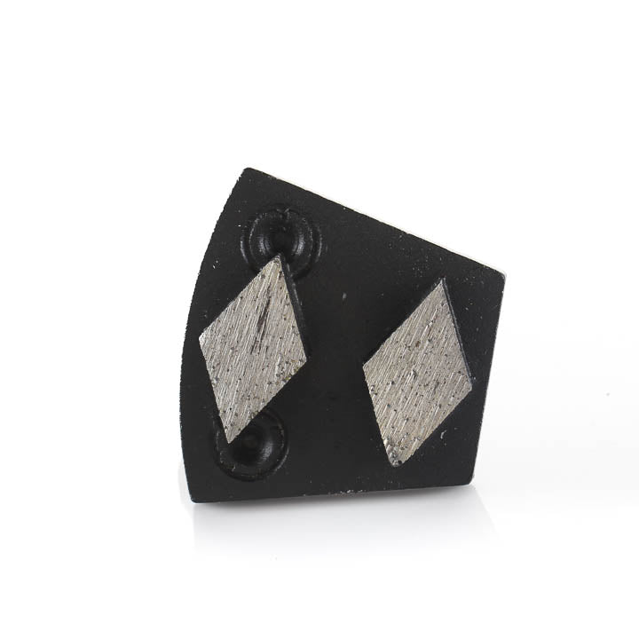 Black 2 Segment diamond Concrete Tooling with two textured silver diamond-shaped inserts, photographed on a clean white background.