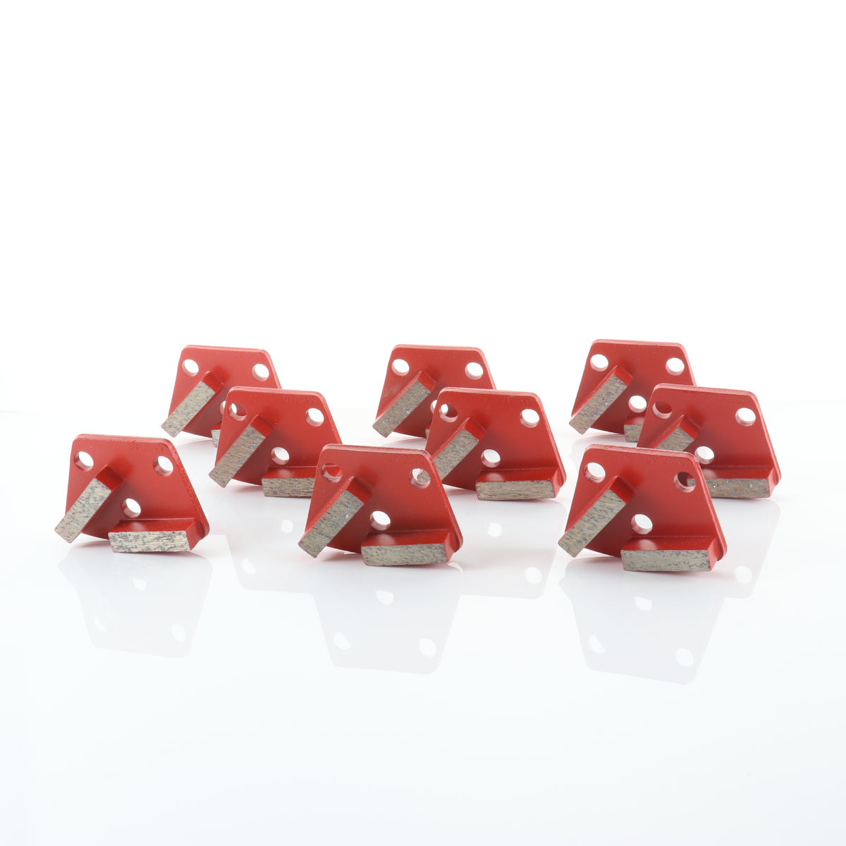 Trapezoid Diamond Double Bar tooling M30/40.  Red on a white background, full set of 9.