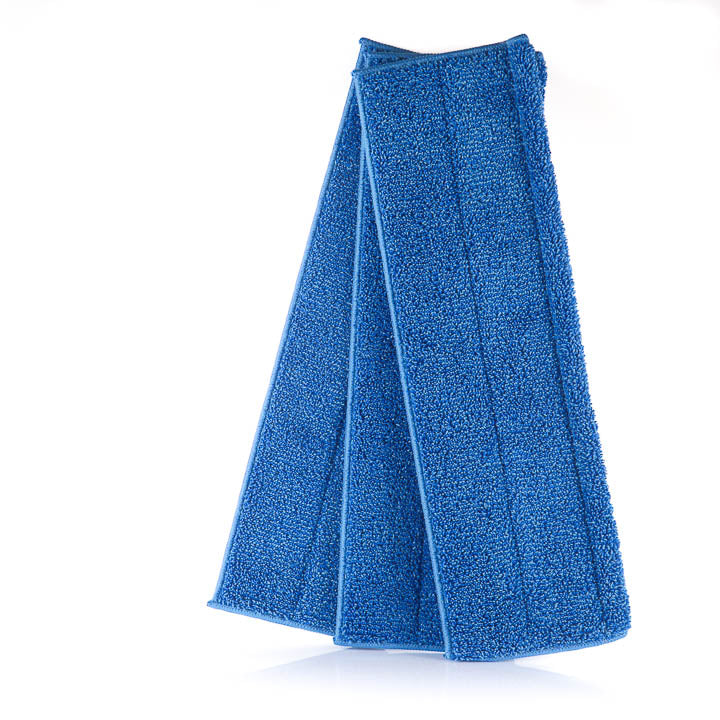 high-absorbency blue microfiber replacement mop pad for surface prep and dust removal.