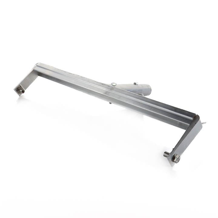 Front view of the heavy-duty metal spiked roller frame showing the central mounting bracket and axle assembly.