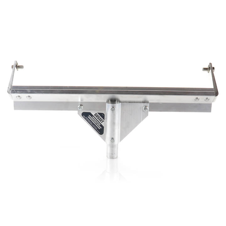 Front view of the heavy-duty metal spiked roller frame showing the central mounting bracket and axle assembly.