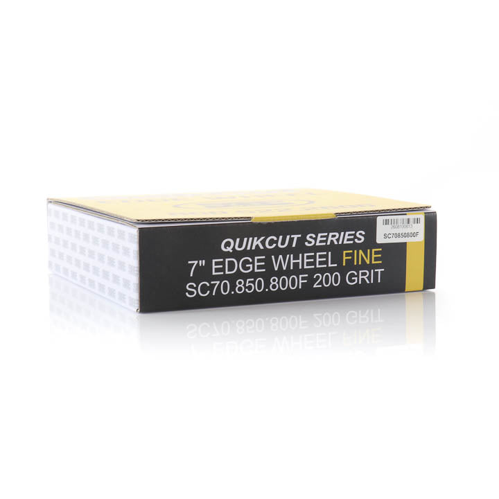 Product packaging box for SASE QuikCut Series 7-inch fine 200-grit concrete edge wheel, model SC70.850.800F.