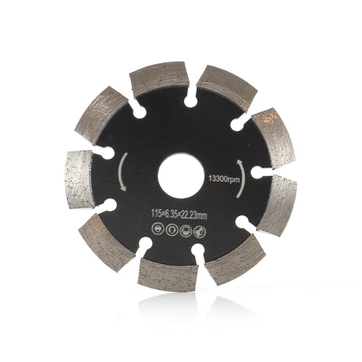 4.5-inch by 1/4-inch diamond concrete crack chaser blade showing the front face and V-shaped segments