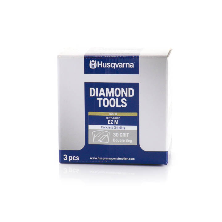 Husqvarna Elite Grind EZ-M 30 Grit Gold Double Segment 3-Piece Set retail box and packaging