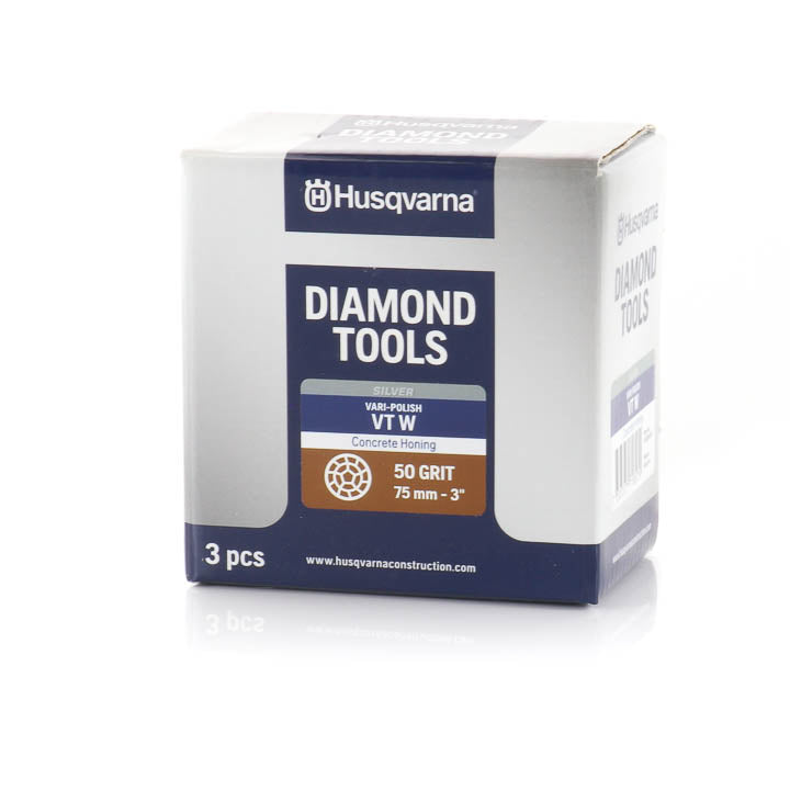 Husqvarna Vari-Polish VT W 50 Grit Silver Diamond Polishing 3 Inch Pucks-2