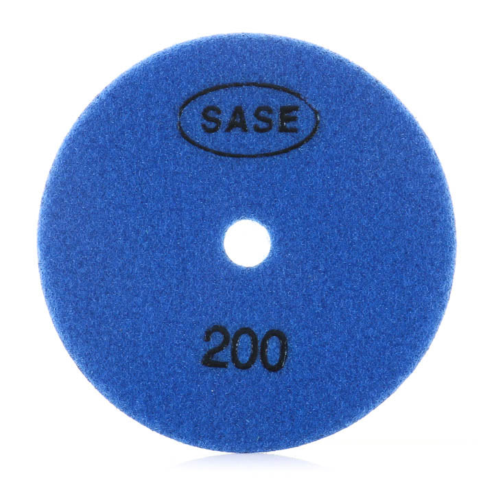SASE 5" Honeycomb Diamond Pad 200 grit showing the blue backing, SASE logo, and grit marking