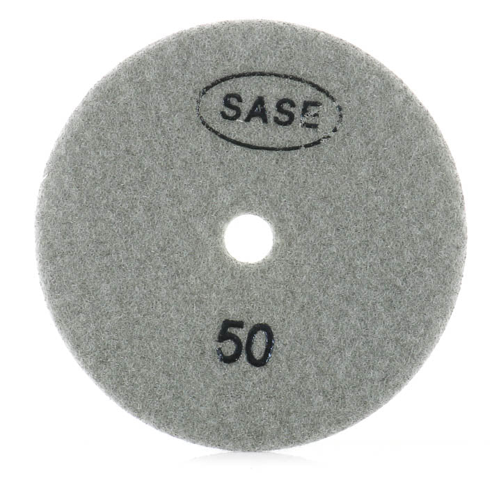 SASE 5" Honeycomb Diamond Pad 50 grit showing the backing, SASE logo, and grit marking