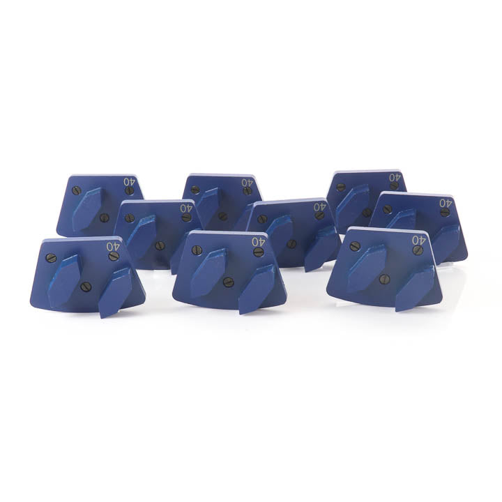 Complete set of 9 SASE Double Segment 40M Blue Series concrete floor grinding tooling