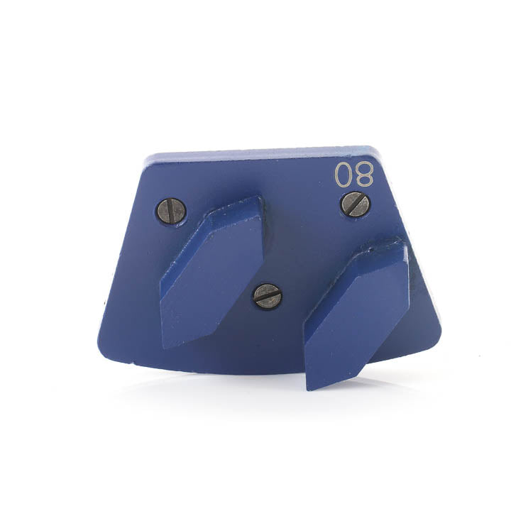 Close-up view of a single SASE Double Segment 80M Blue Series trapezoid grinding plate.