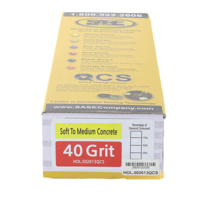 Yellow product packaging box for SASE Red Series diamond tooling, part number HOL.502613QCS.