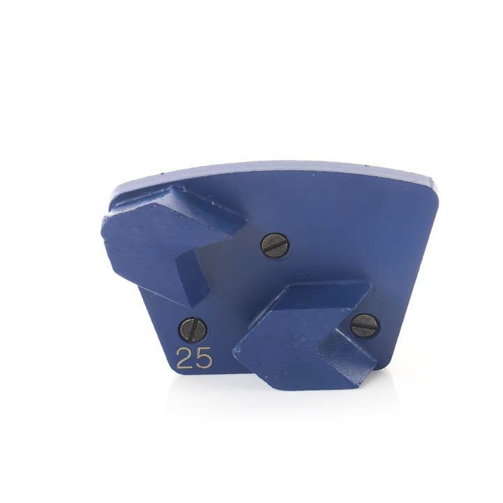 Close-up view of a single SASE Double Segment 16S Blue Series trapezoid grinding plate.