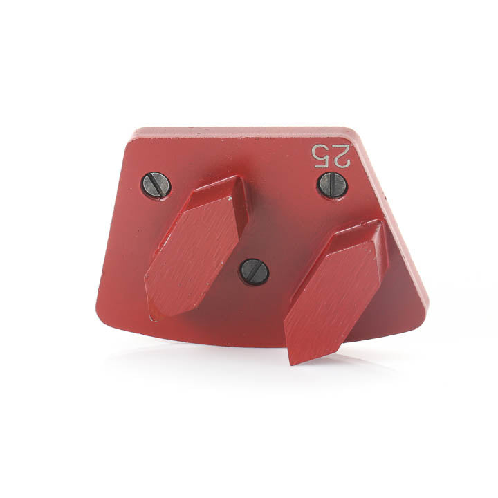 Close-up view of a single SASE Double Segment 25M Red Series trapezoid grinding plate.