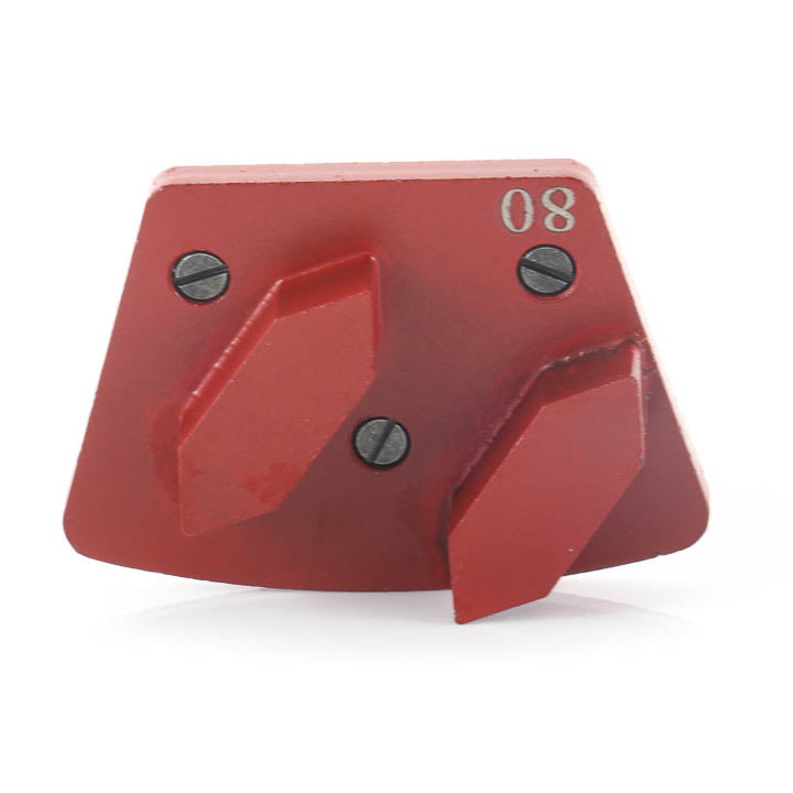Close-up view of a single SASE Double Segment 80M Red Series trapezoid grinding plate.