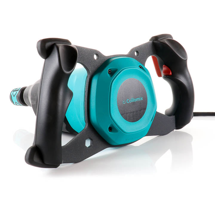 Angled side profile of the Collomixer XQ1 resting horizontally.