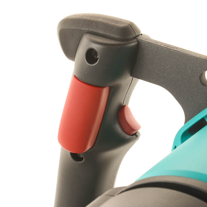 Close-up detail shot of the Collomixer XQ1 ergonomic handle and electronic switch.
