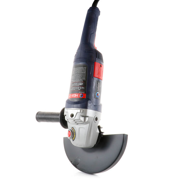 Vertical shot of the DimaPro Systems HGX-7 hand grinder on a neutral, white background. 