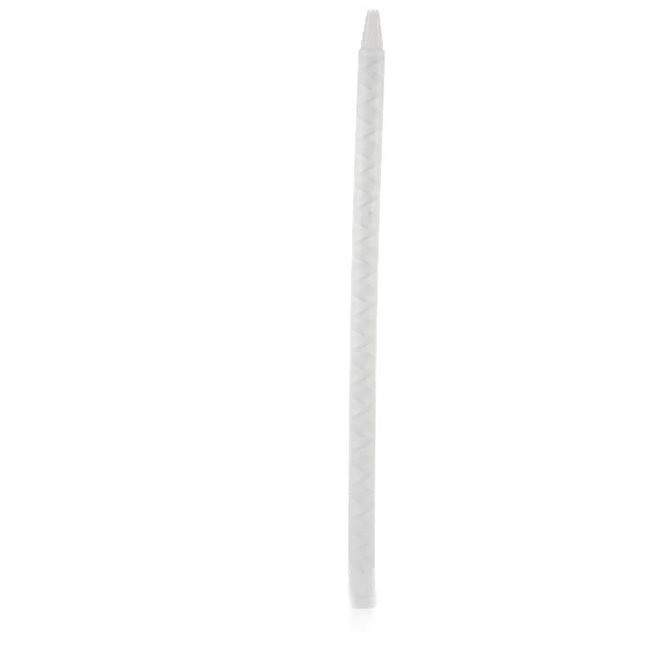 A transparent 14-inch static mixing nozzle featuring internal spiral elements and a tapered tip against a clean white background.